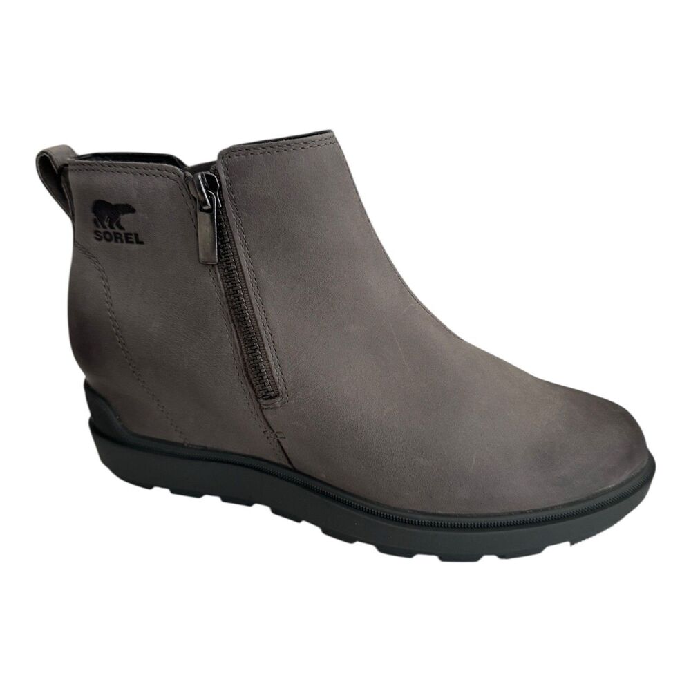 Sorel Evie II‎ Zip Women’s 9 Quarry/Grill Gray Wedge Bootie Hidden Heel $150